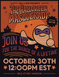 Illustrated poster for a Halloween masquerade.