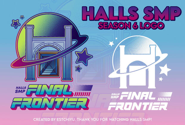 Logo of a light blue archway with a spiral painting in the middle. A planet with rings hugs it along with a couple of stars.